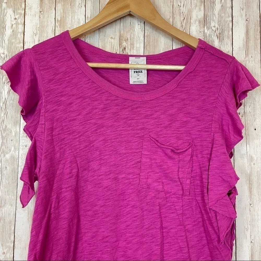 Free People We The Free So Easy Ruffle Sleeve Knit Top Size Small Women